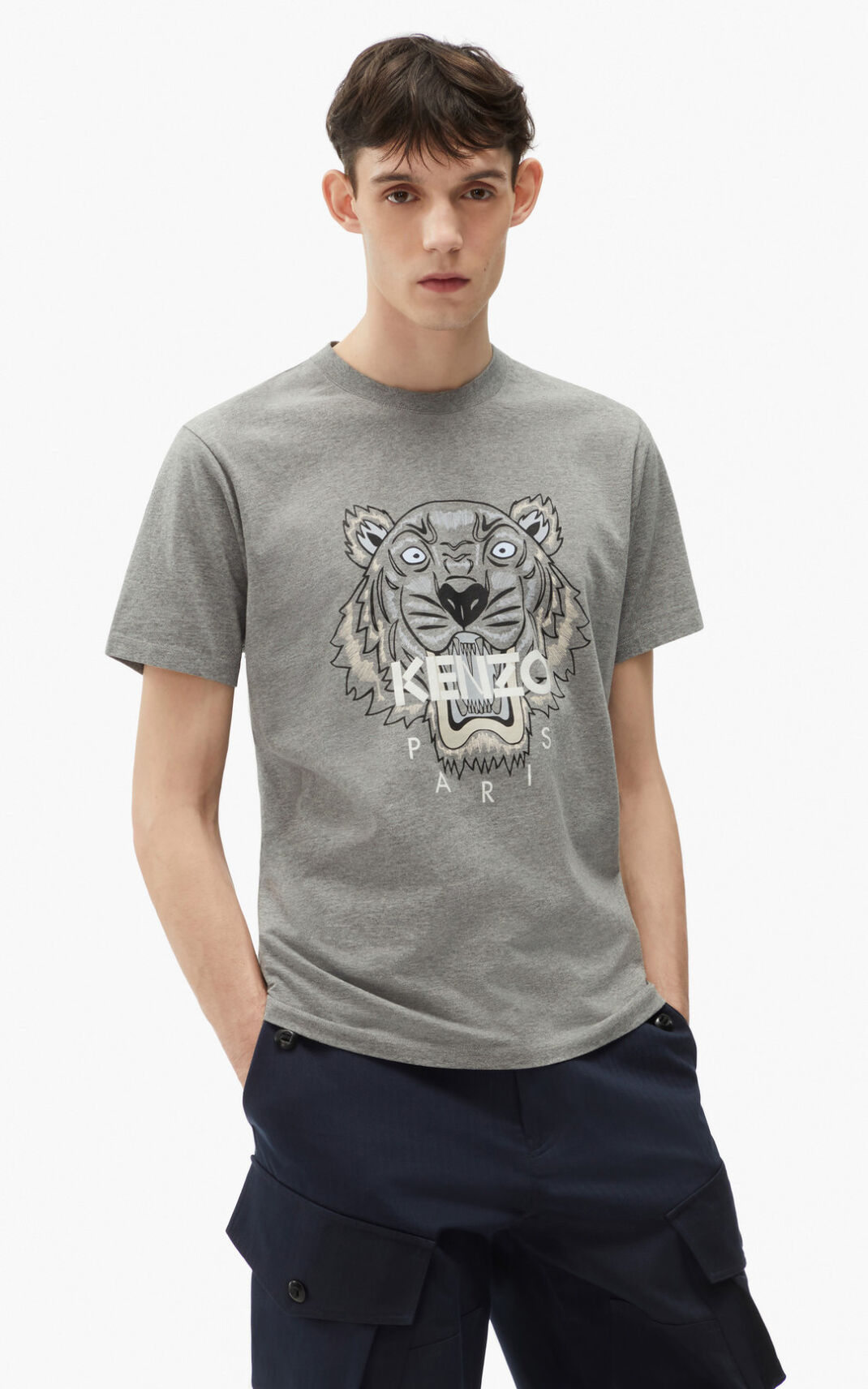 Kenzo Tiger Camisetas Hombre Gris | 4592086-OU